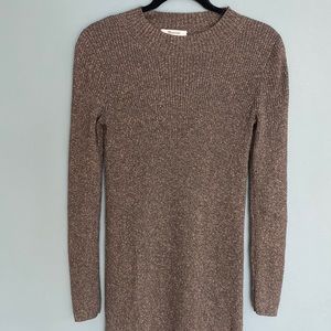 Madewell Sweater Dress - Shimmery Gray with Gold Details